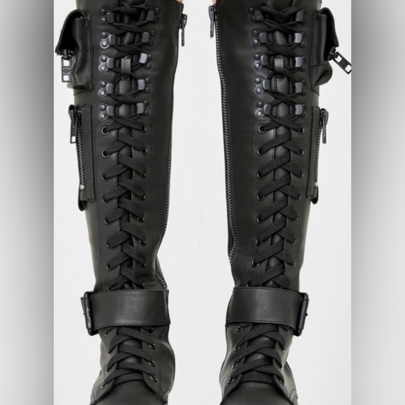 SOLD FB!!!Dollskill Vegan faux Obsidian combat black boots goth dolls kill punk - Picture 6 of 6